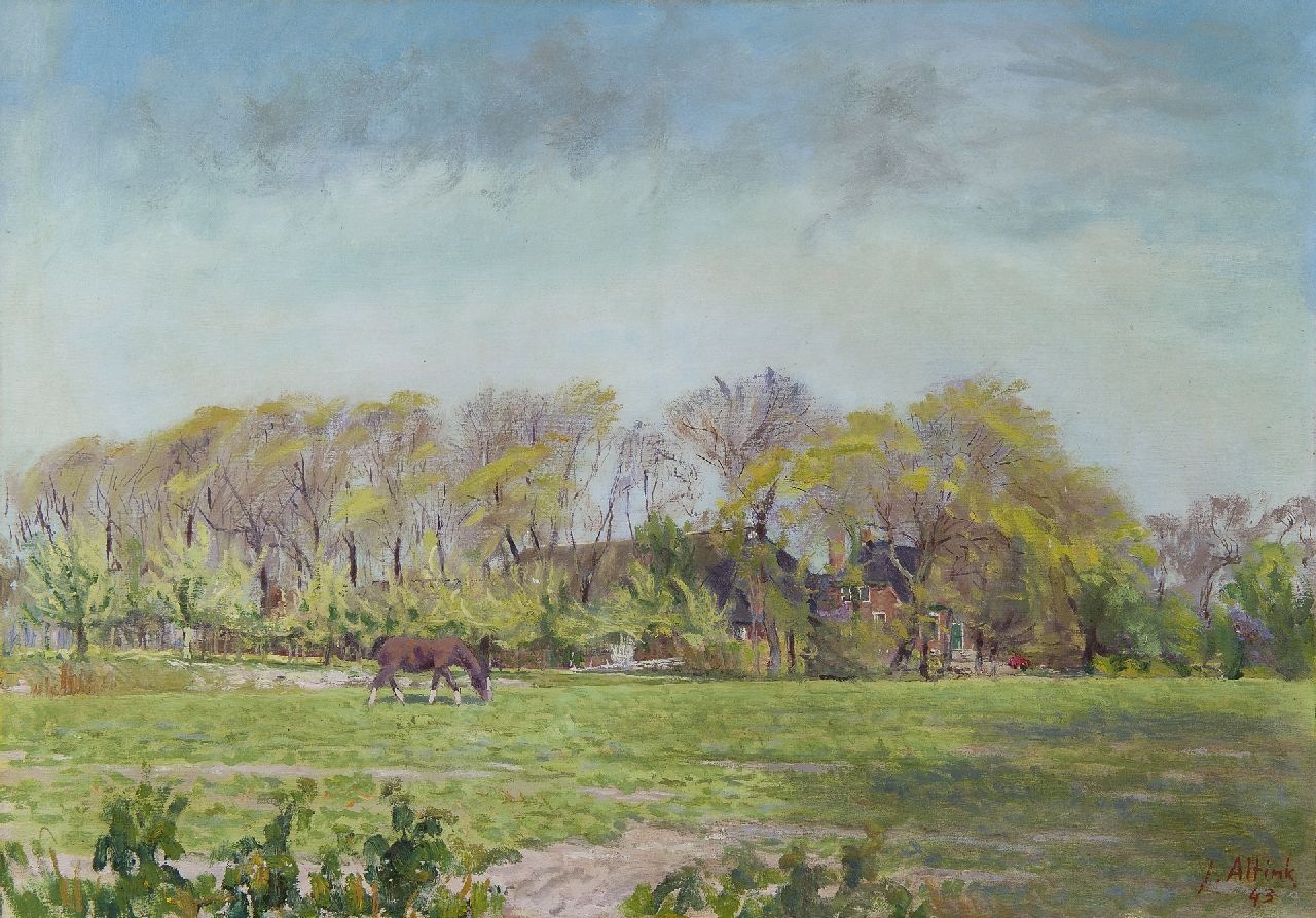 Altink J.  | Jan Altink, The farm 'Huninga' near Pieterburen, oil on canvas 50.0 x 70.6 cm, signed l.r. and dated '43