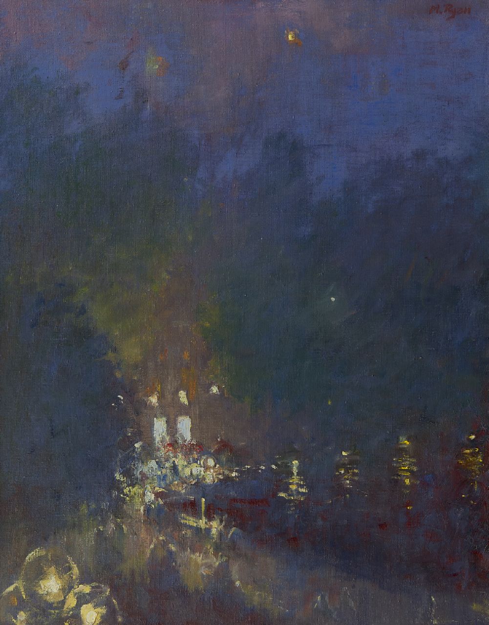 Michael Ryan | Twilight Leidseplein, Amsterdam, oil on canvas, 90.0 x 70.2 cm, signed l.l. and painted 1984, without frame