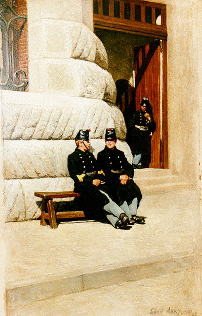 Léon Eugène Auguste Abry | A break, oil on panel, 27.1 x 17.1 cm, signed l.r. and dated '82