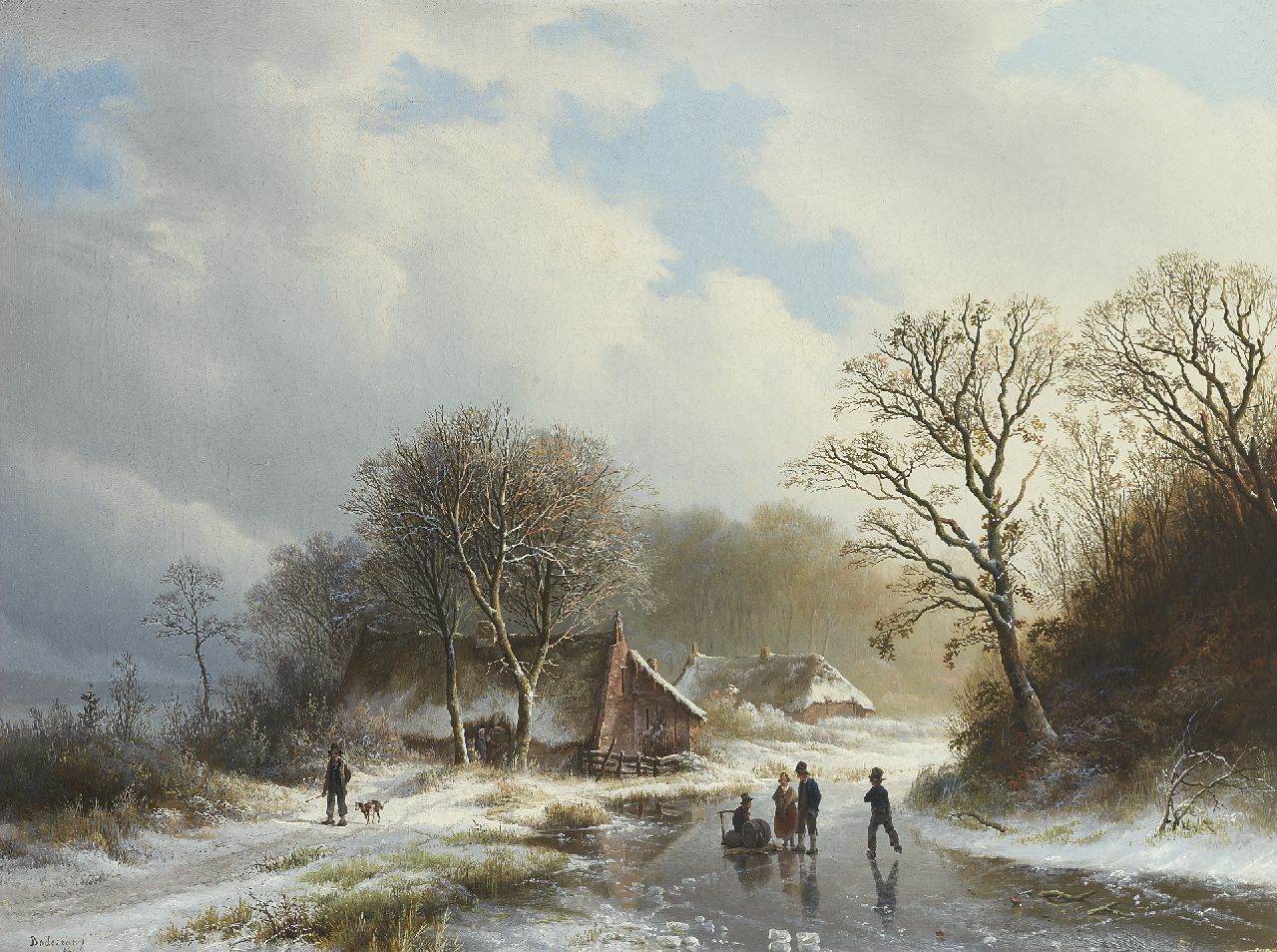 Bodeman W.  | Willem Bodeman, A winter landscape with skaters, oil on canvas 48.1 x 63.9 cm, signed l.l. and dated 1839