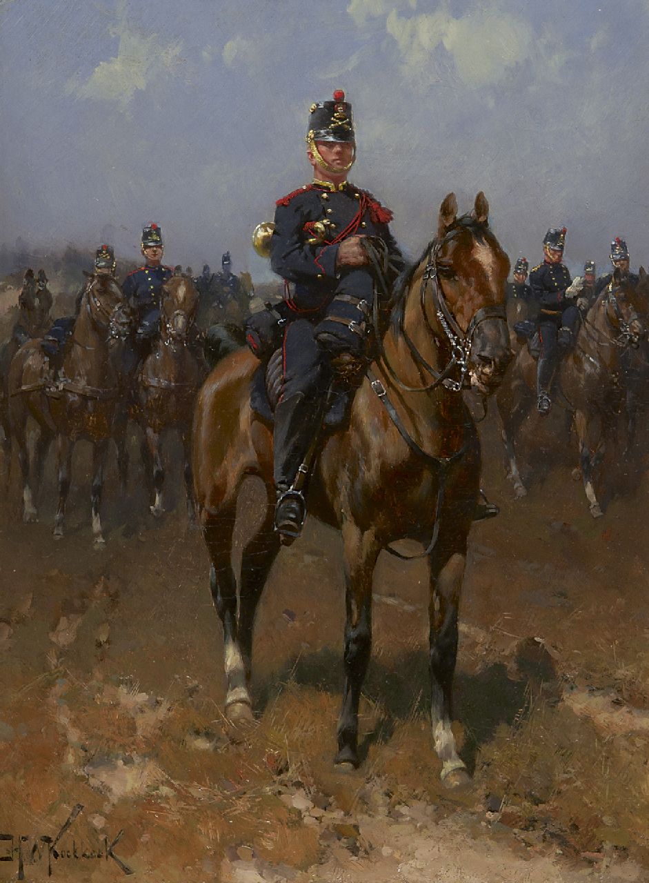 Koekkoek H.W.  | Hermanus Willem Koekkoek, Trumpeter of the Dutch field artillery, oil on panel 32.6 x 24.3 cm, signed l.l. and painted ca. 1897