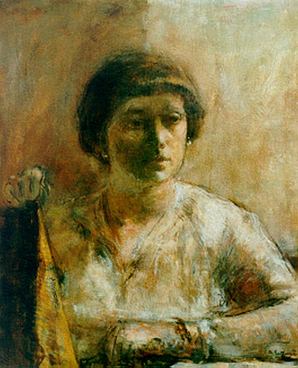 Weeme Th. ter | Theodorus 'Theo' ter Weeme, A portrait of a woman, oil on panel 56.0 x 46.0 cm, signed l.r. and dated 1916