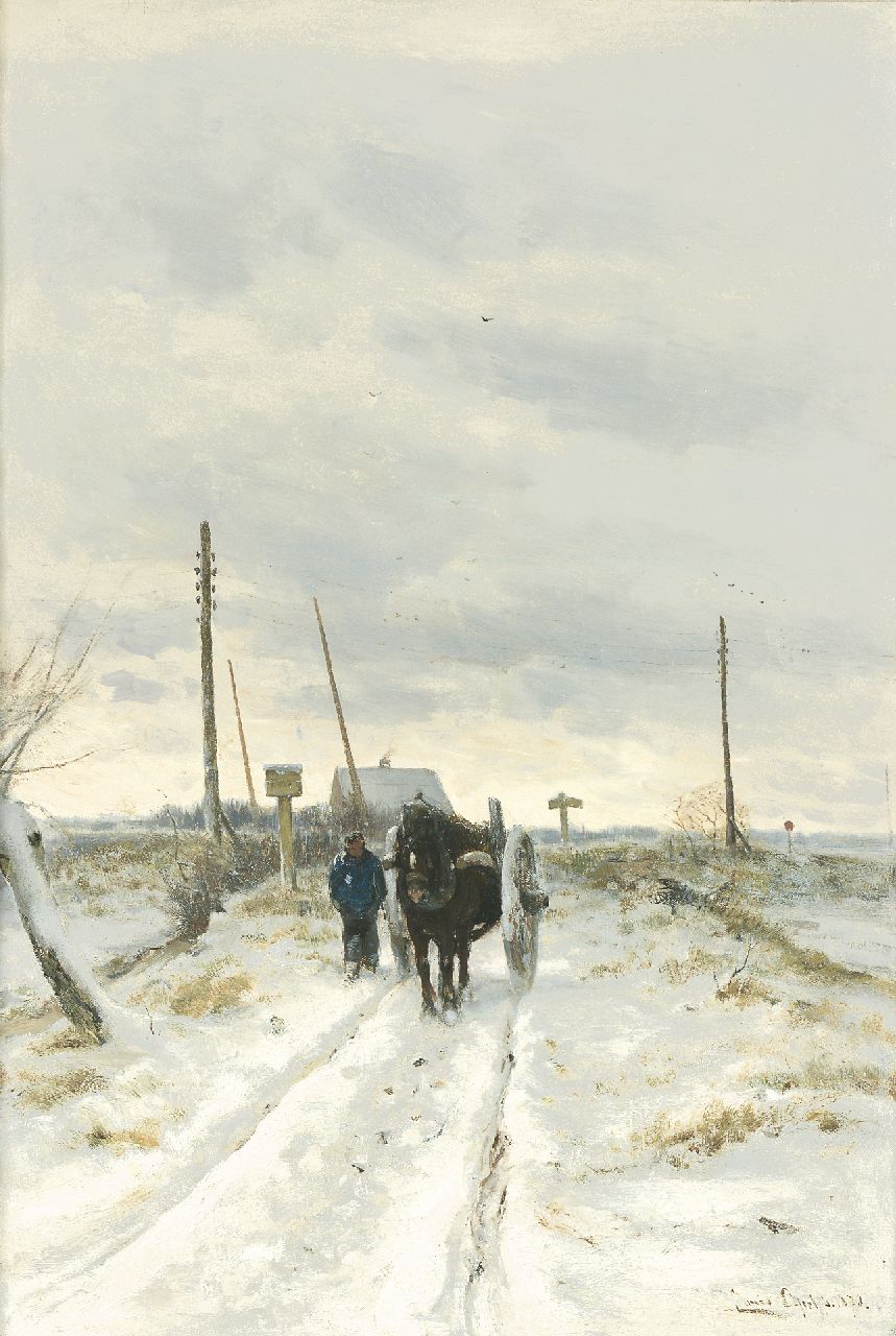 Apol L.F.H.  | Lodewijk Franciscus Hendrik 'Louis' Apol, Farmer with a horse-drawn cart, oil on canvas 80.2 x 55.4 cm, signed l.r. and dated 1873