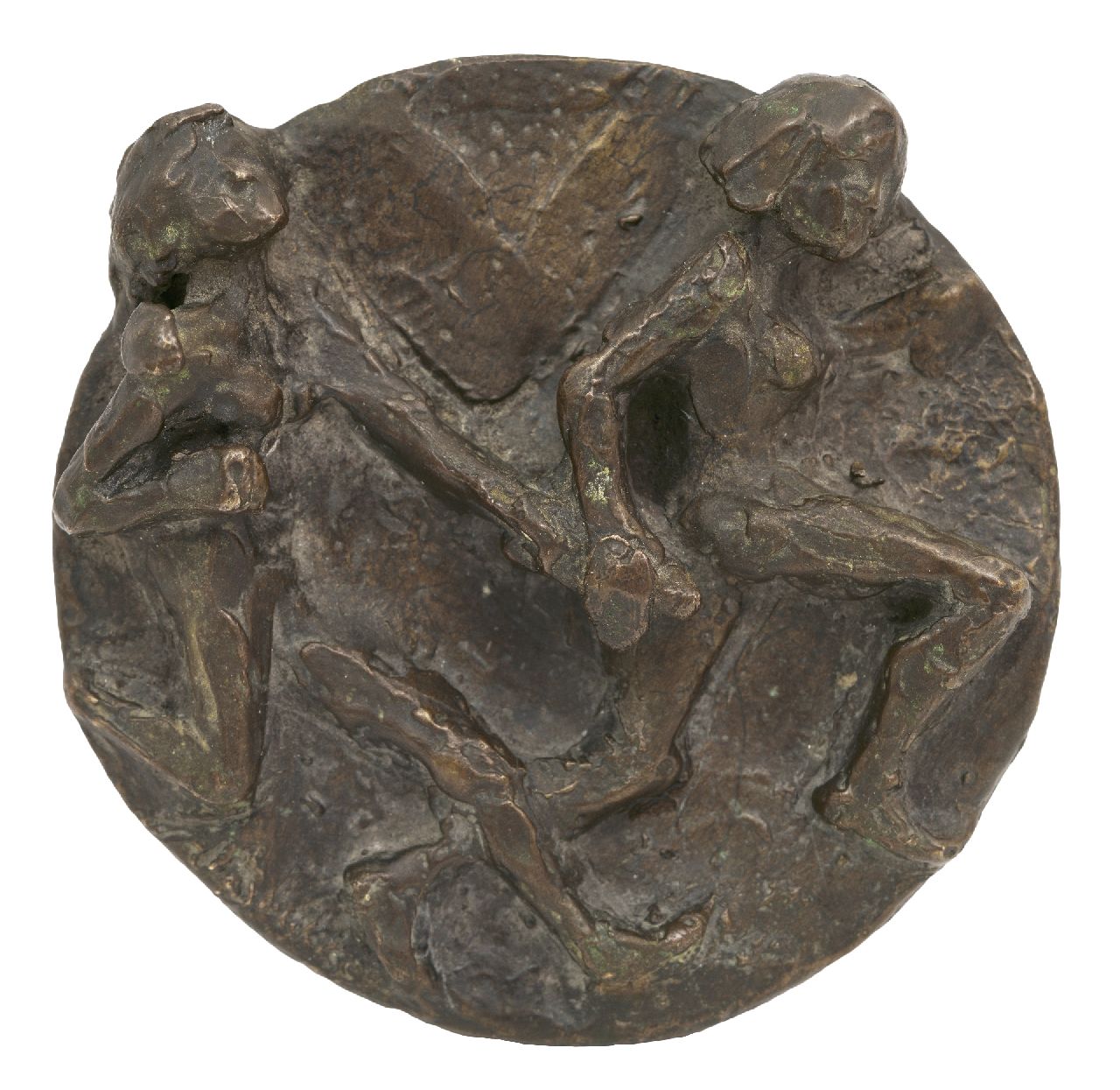 Bakker W.F.  | Willem Frederik 'Jits' Bakker | Sculptures and objects offered for sale | Relay runners, bronze 11.1 x 11.4 cm, signed l.l.