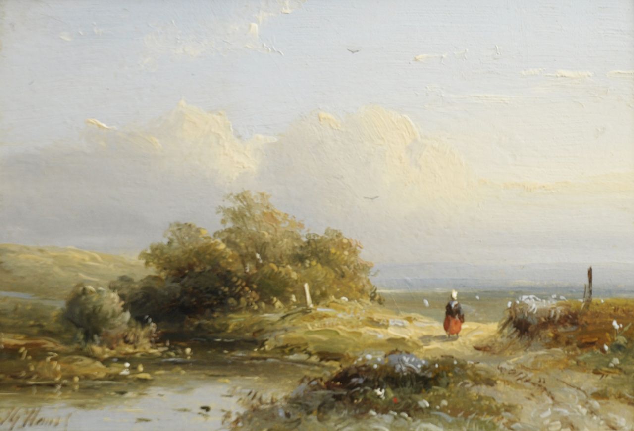 Hans J.G.  | Josephus Gerardus Hans, A summer landscape, oil on panel 10.5 x 14.9 cm, signed l.r.