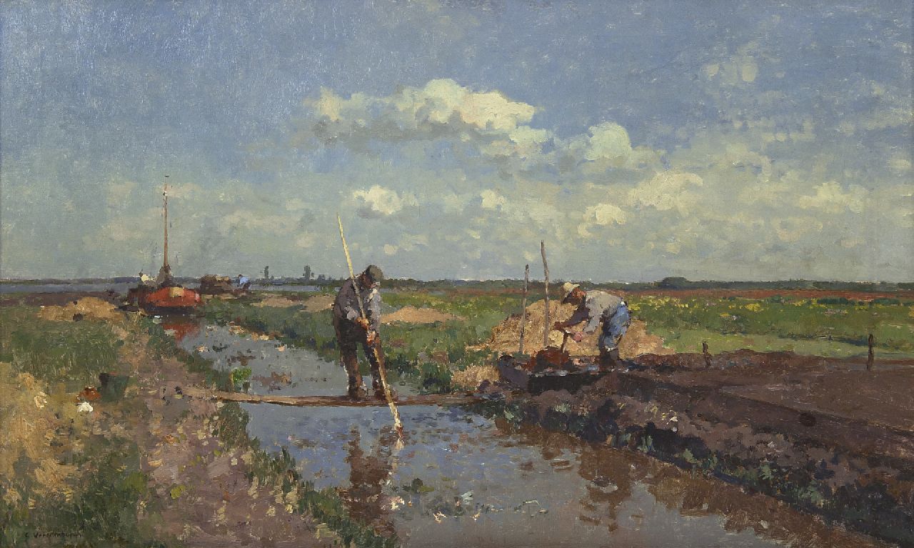 Vreedenburgh C.  | Cornelis Vreedenburgh, Peat cutters, oil on canvas 47.0 x 76.3 cm, signed l.l.