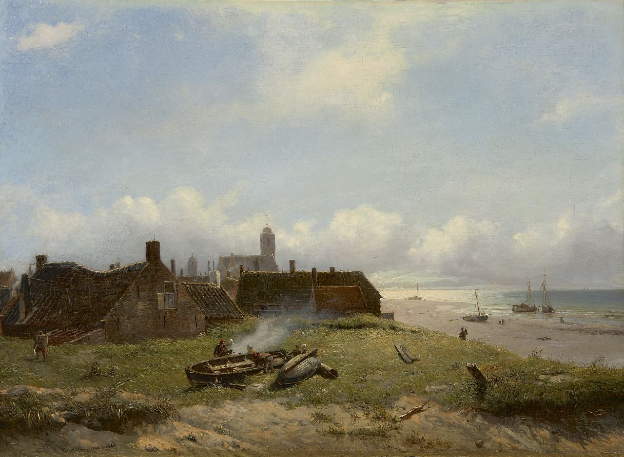 Deventer W.A. van | 'Willem' Anthonie van Deventer, A view on Katwijk, oil on panel 37.3 x 51.0 cm, signed l.l. and dated 1868