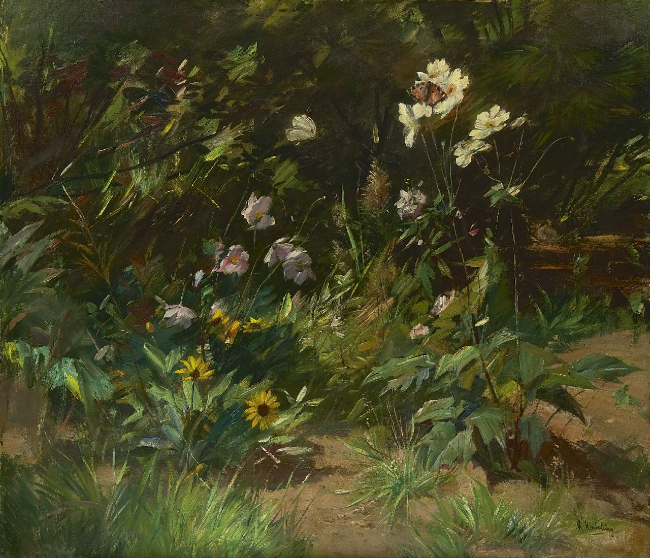 Korteling W.  | Willem Korteling, Dune landscape with flowers, oil on canvas 62.4 x 72.4 cm, signed l.o.