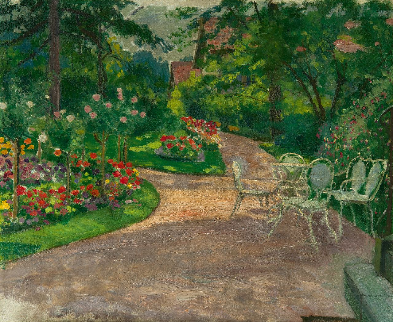 Sachsen M.M.A. von | Mathilde Marie Auguste von Sachsen, A summer day in the garden, oil on canvas 46.3 x 56.2 cm