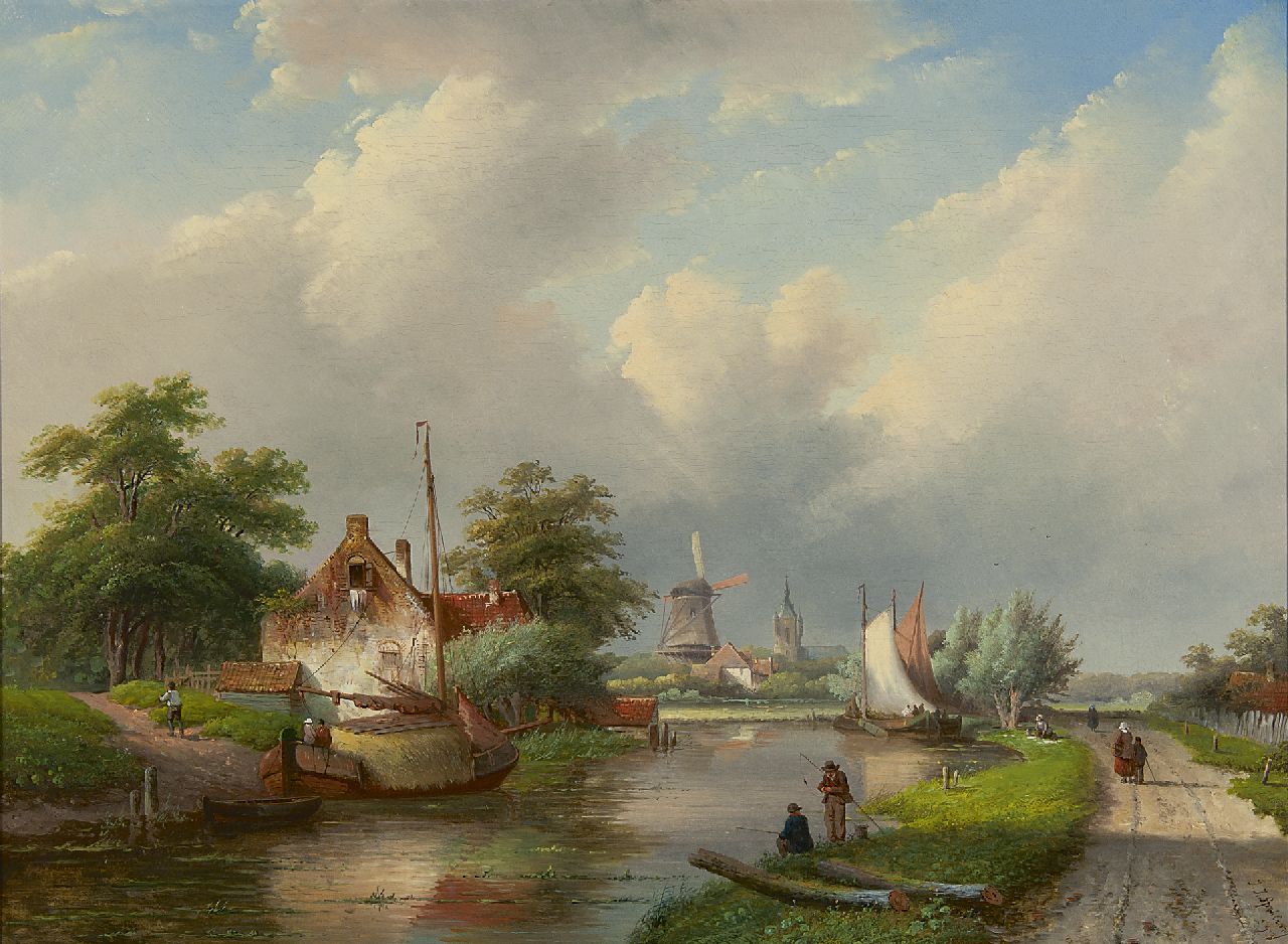 Spohler J.J.  | Jan Jacob Spohler, A river landscape in summer, oil on canvas 59.3 x 80.3 cm, signed l.r. and dated '59