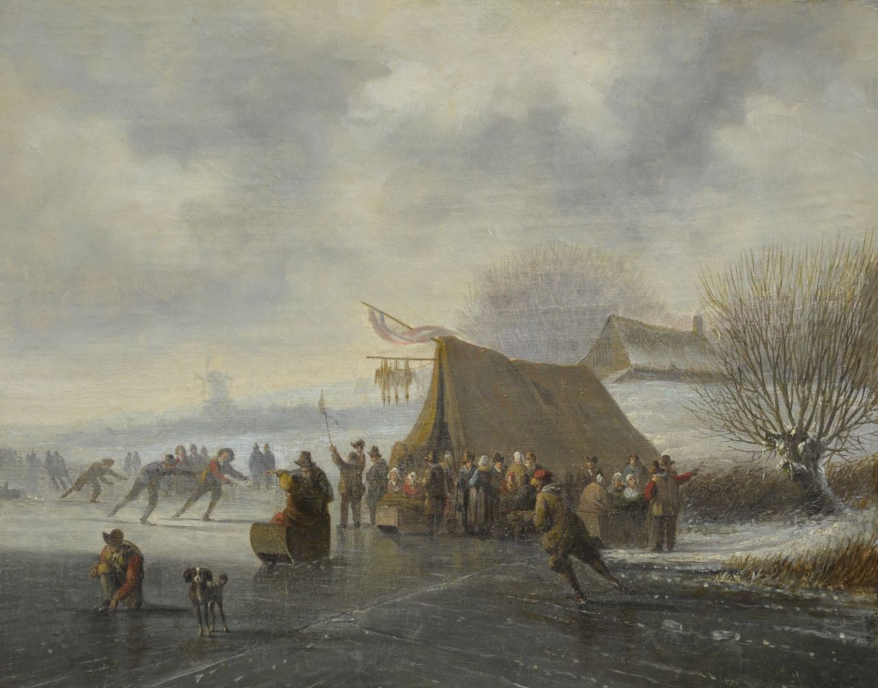 Stok J. van der | Jacobus van der Stok, Skating fun, oil on canvas 27.0 x 34.0 cm, signed l.r.