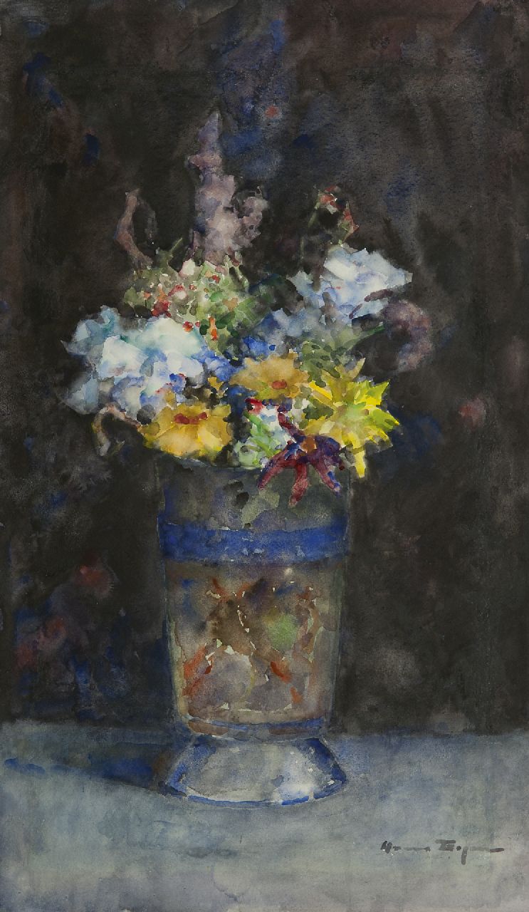 Bogman jr. H.A.C.  | Hermanus Adrianus Charles 'Herman' Bogman jr., Summer flowers in a vase, watercolour on paper 54.3 x 32.3 cm, signed l.r.