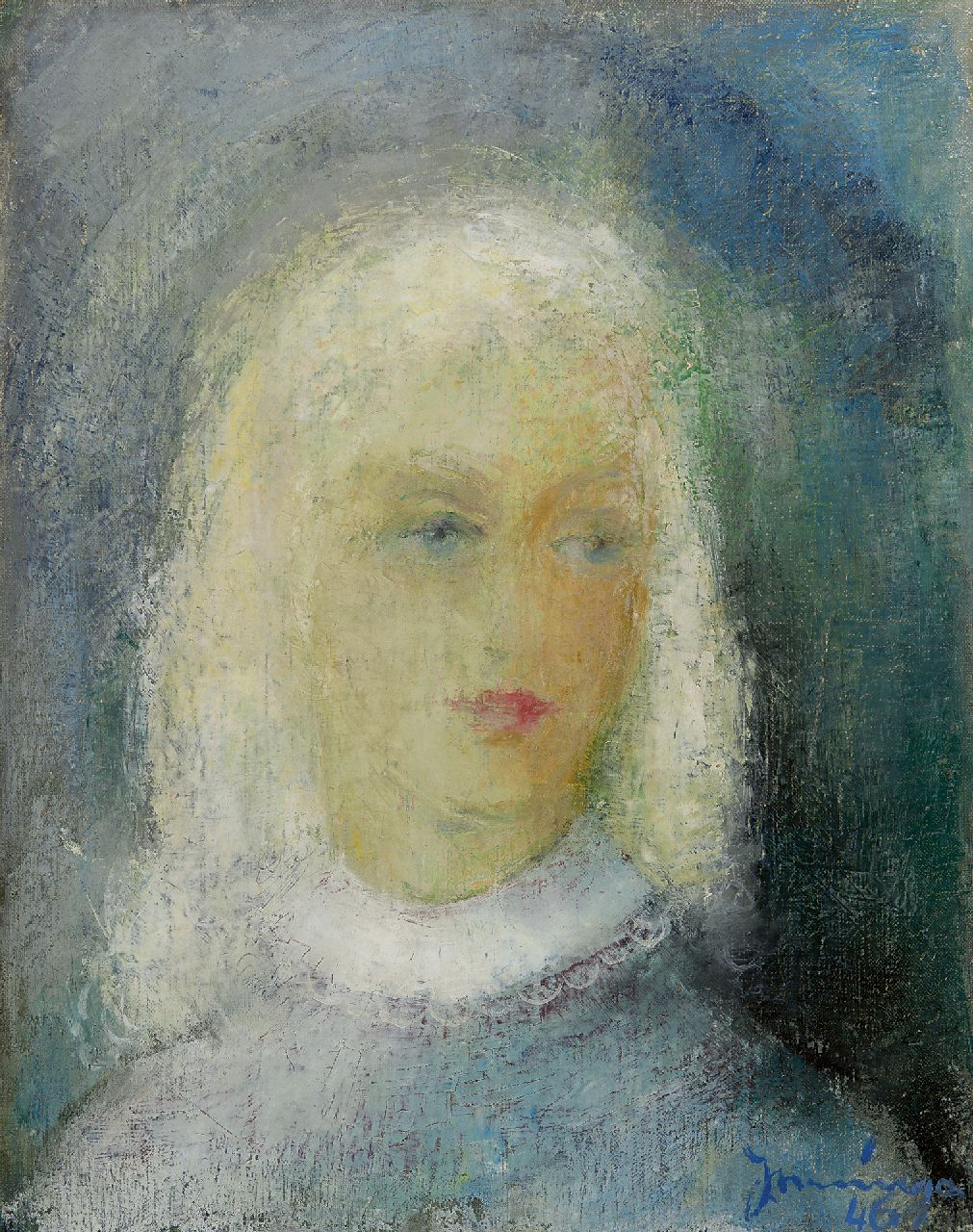 Nanninga J.  | Jacob 'Jaap' Nanninga, A portrait of a girl, oil on canvas 50.9 x 39.8 cm, signed l.r. and dated '46