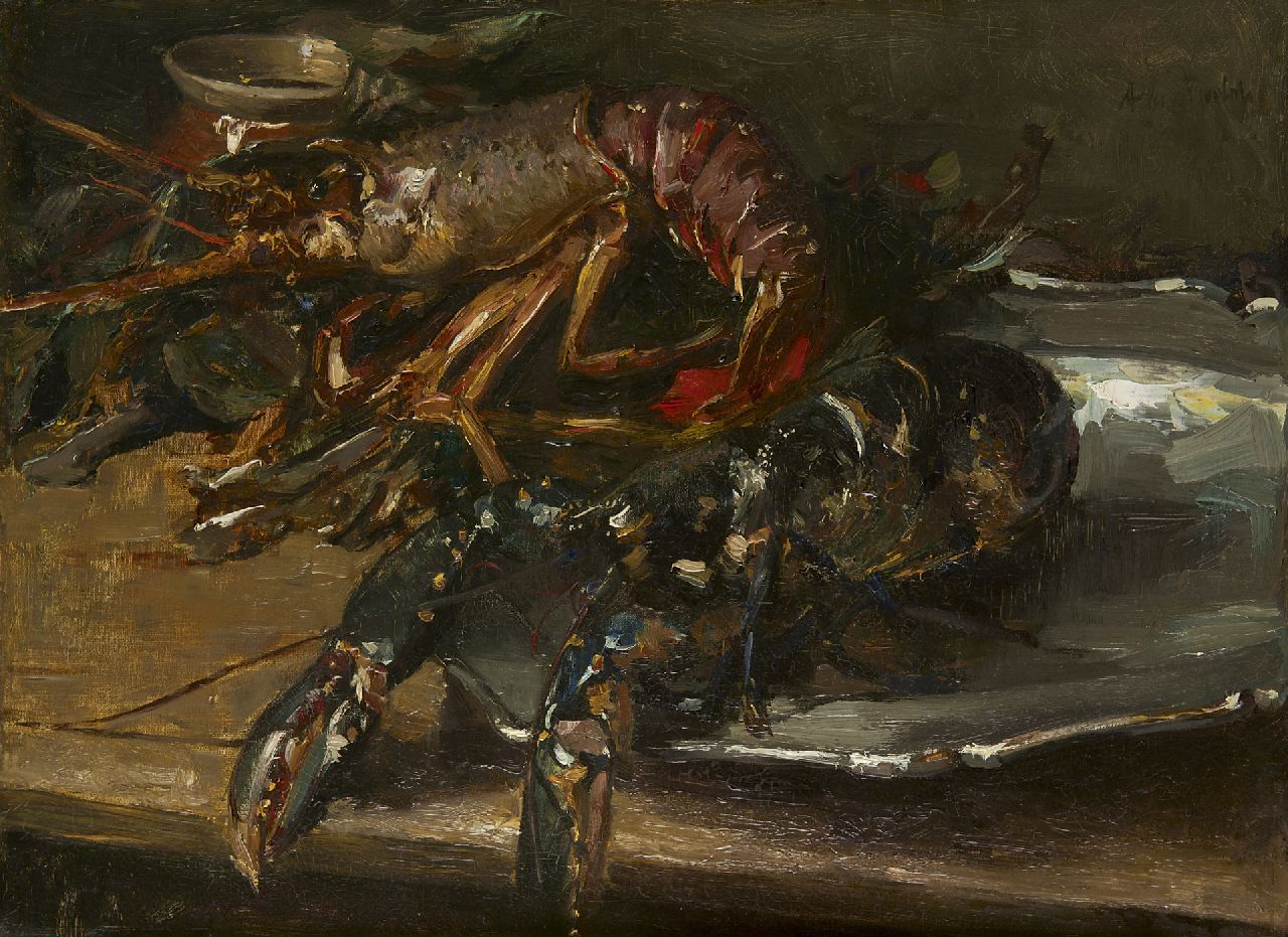 Roelofs O.W.A.  | Otto Willem Albertus 'Albert' Roelofs, Lobsters, oil on canvas 44.4 x 60.3 cm, signed u.r. and painted ca. 1896