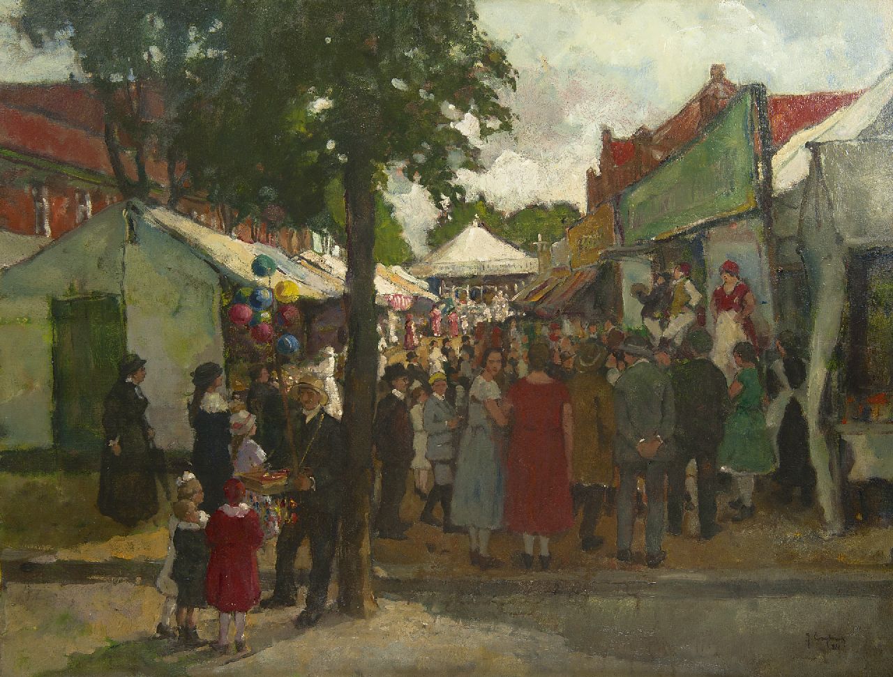 Creytens J.  | Julien Creytens, Fair in Oedt, Germany, oil on canvas 79.0 x 102.3 cm, signed l.r. and dated '24