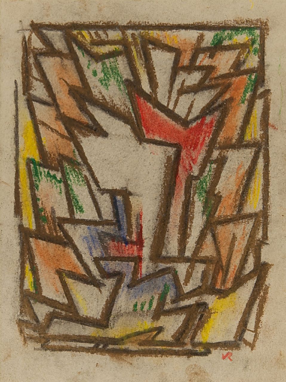 Rees O. van | Otto van Rees | Watercolours and drawings offered for sale | Composition, chalk on paper 17.5 x 14.5 cm, signed l.r. with monogram