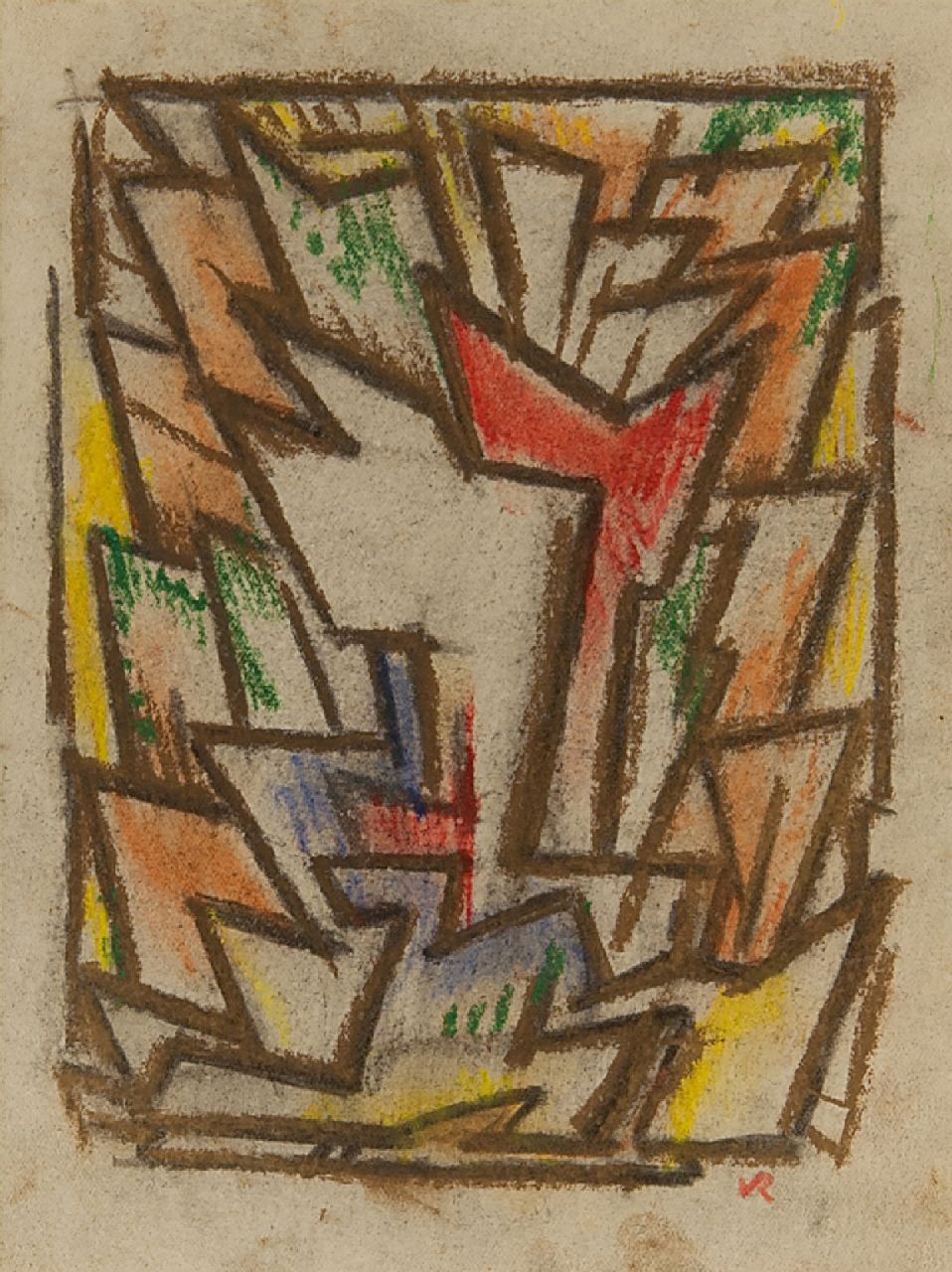 Rees O. van | Otto van Rees | Watercolours and drawings offered for sale | Composition, chalk on paper 17.5 x 14.5 cm, signed l.r. with monogram