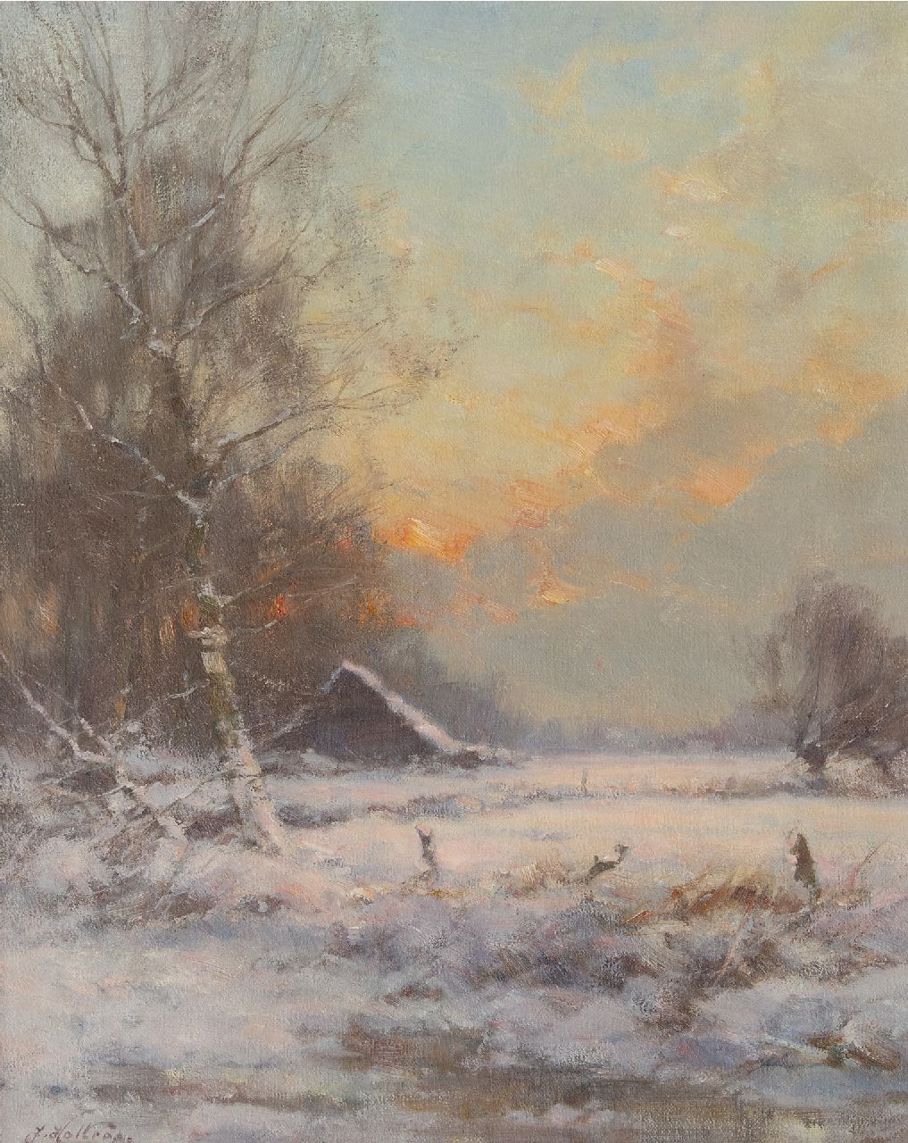 Holtrup J.  | Jan Holtrup | Paintings offered for sale | Snowy landscape, oil on canvas 50.3 x 40.3 cm, signed l.l.