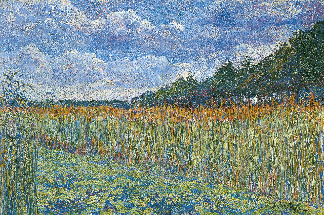 Koster J.P.C.A.  | Johanna Petronella Catharina Antoinetta 'Jo' Koster, Cornfield, oil on canvas 42.5 x 62.6 cm, signed l.r. and dated 1914