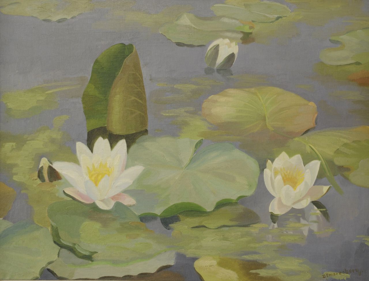 Smorenberg D.  | Dirk Smorenberg | Paintings offered for sale | Water Lilies, oil on panel 45.0 x 60.0 cm, signed l.r.