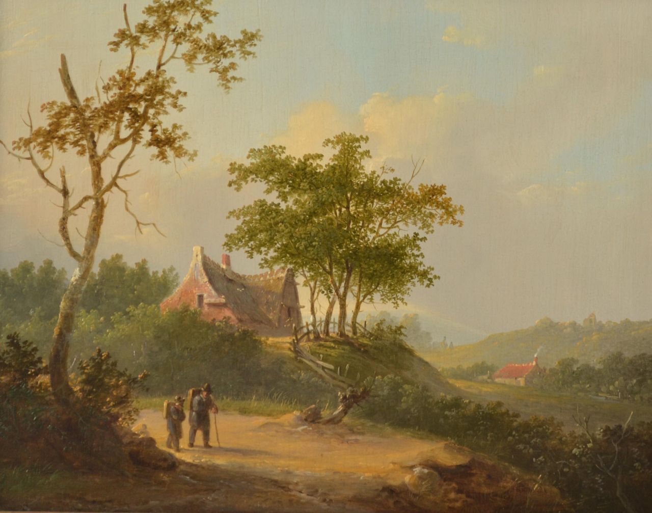 Stok J. van der | Jacobus van der Stok | Paintings offered for sale | Travellers in an extensive summer landscape, oil on panel 25.7 x 32.6 cm