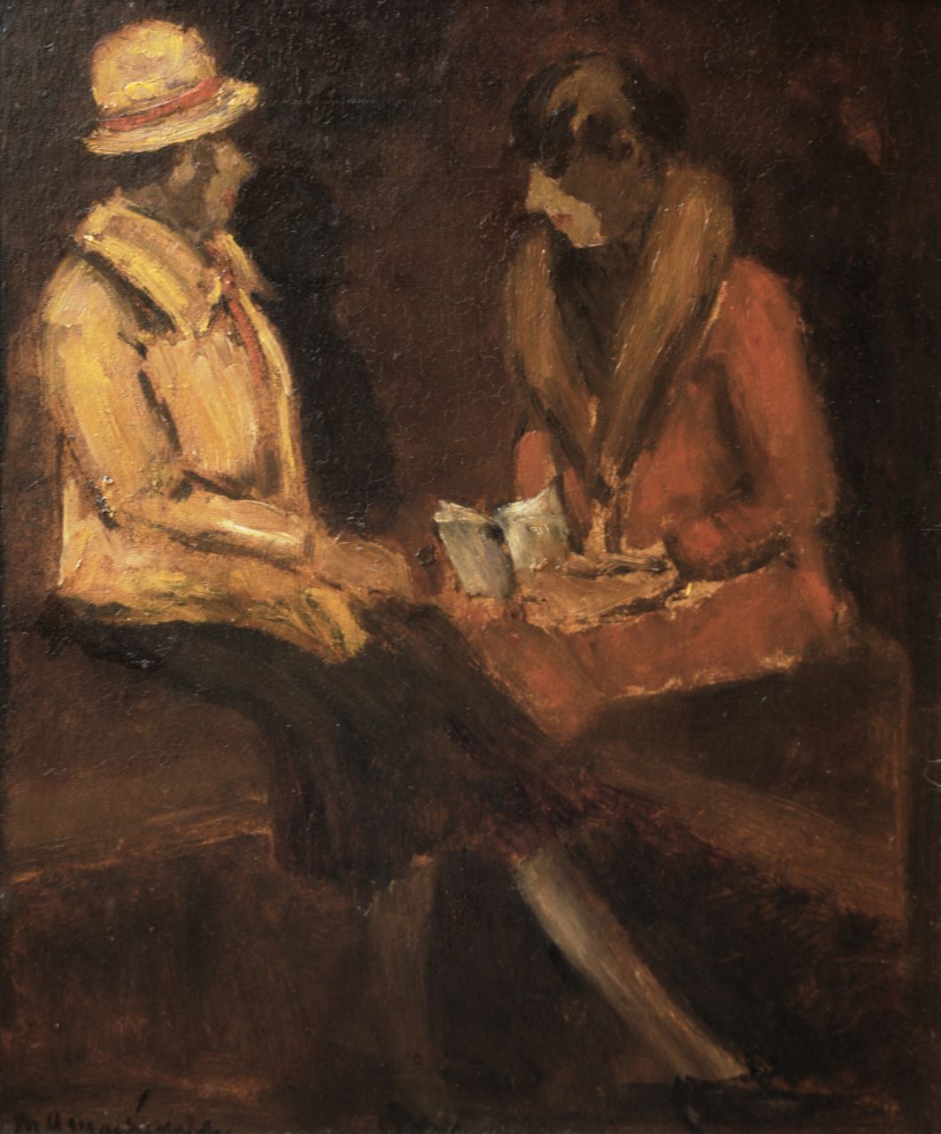 Mackenzie M.H.  | Marie Henri Mackenzie, The conversation, oil on board 32.7 x 27.2 cm, signed l.l.