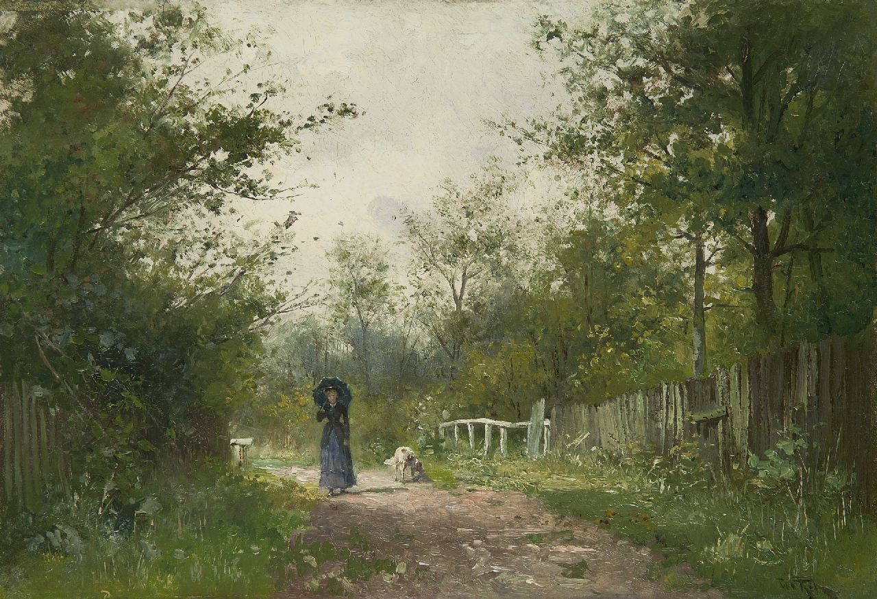 Rip W.C.  | 'Willem' Cornelis Rip, The morning stroll, oil on canvas 32.2 x 46.4 cm, signed l.r.