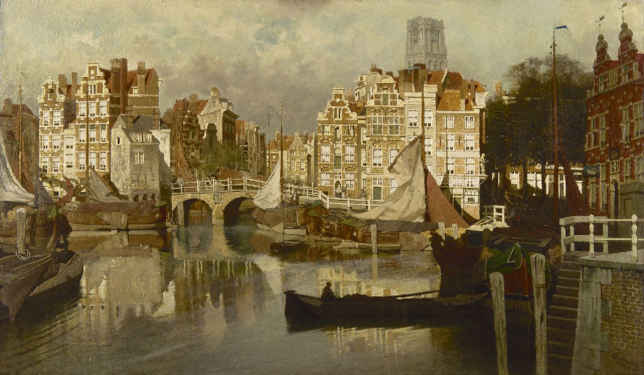 Klinkenberg J.C.K.  | Johannes Christiaan Karel Klinkenberg, View on the Blaak, Rotterdam, oil on canvas 82.7 x 143.6 cm, signed l.r.