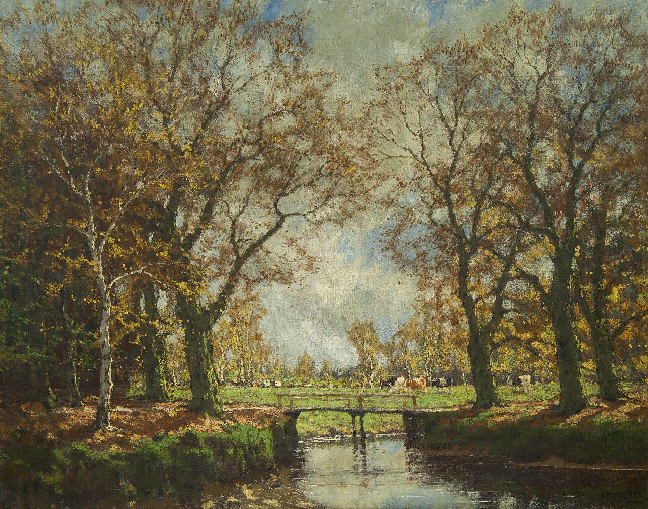Gorter A.M.  | 'Arnold' Marc Gorter | Paintings offered for sale | Landscape with brook and cattle, oil on canvas 62.3 x 79.1 cm, signed l.r.