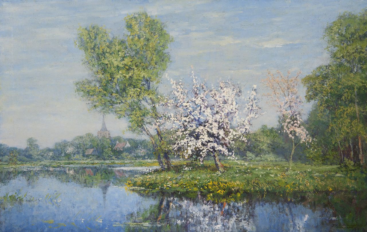 Schaap E.R.D.  | Egbert Rubertus Derk Schaap, A spring landscape near Kortenhoef, oil on canvas 58.3 x 92.0 cm, signed l.r. and dated 1914