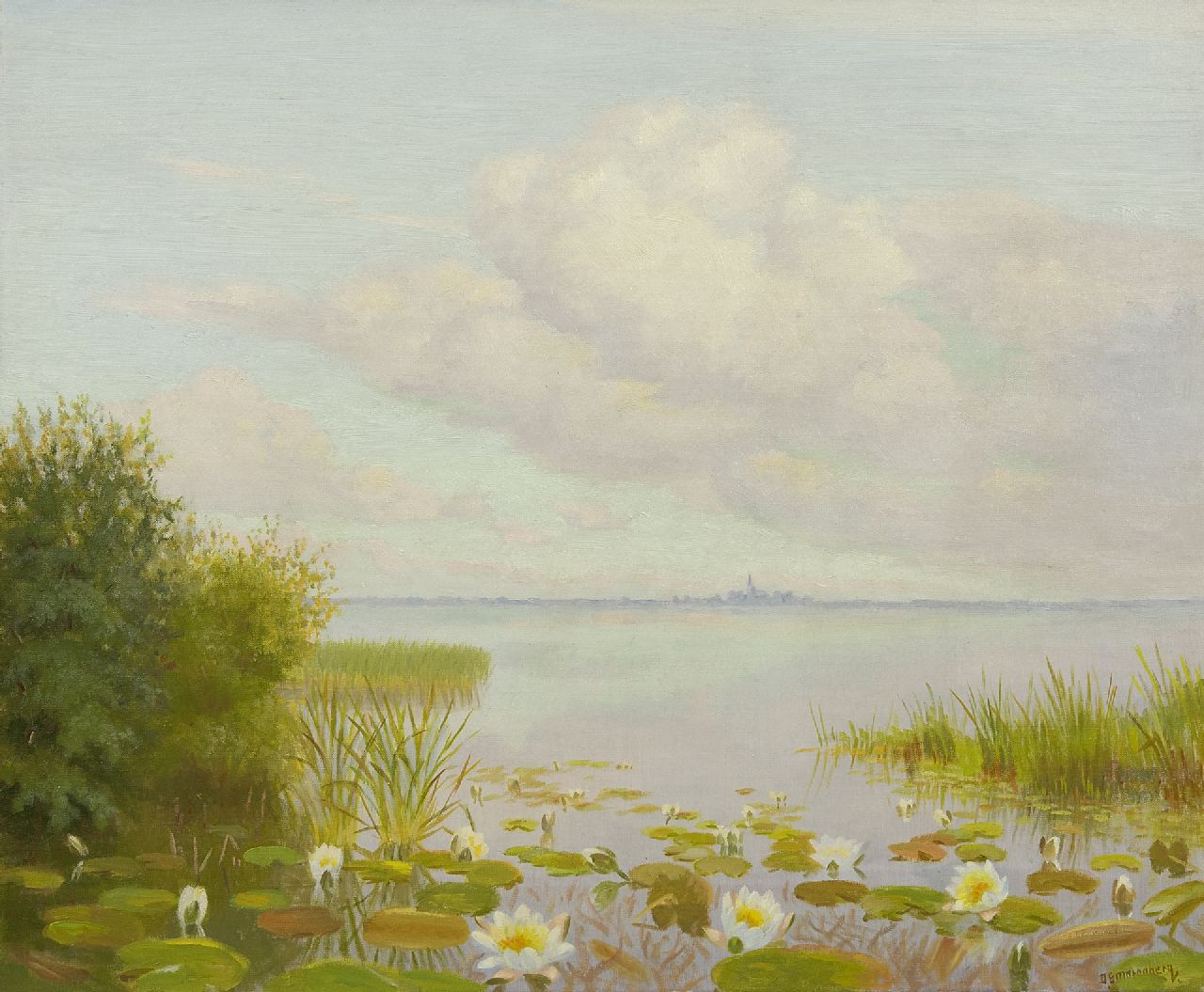 Smorenberg D.  | Dirk Smorenberg, Waterlillies in the  Loosdrechtse Plassen, oil on canvas 49.0 x 60.0 cm, signed l.r.