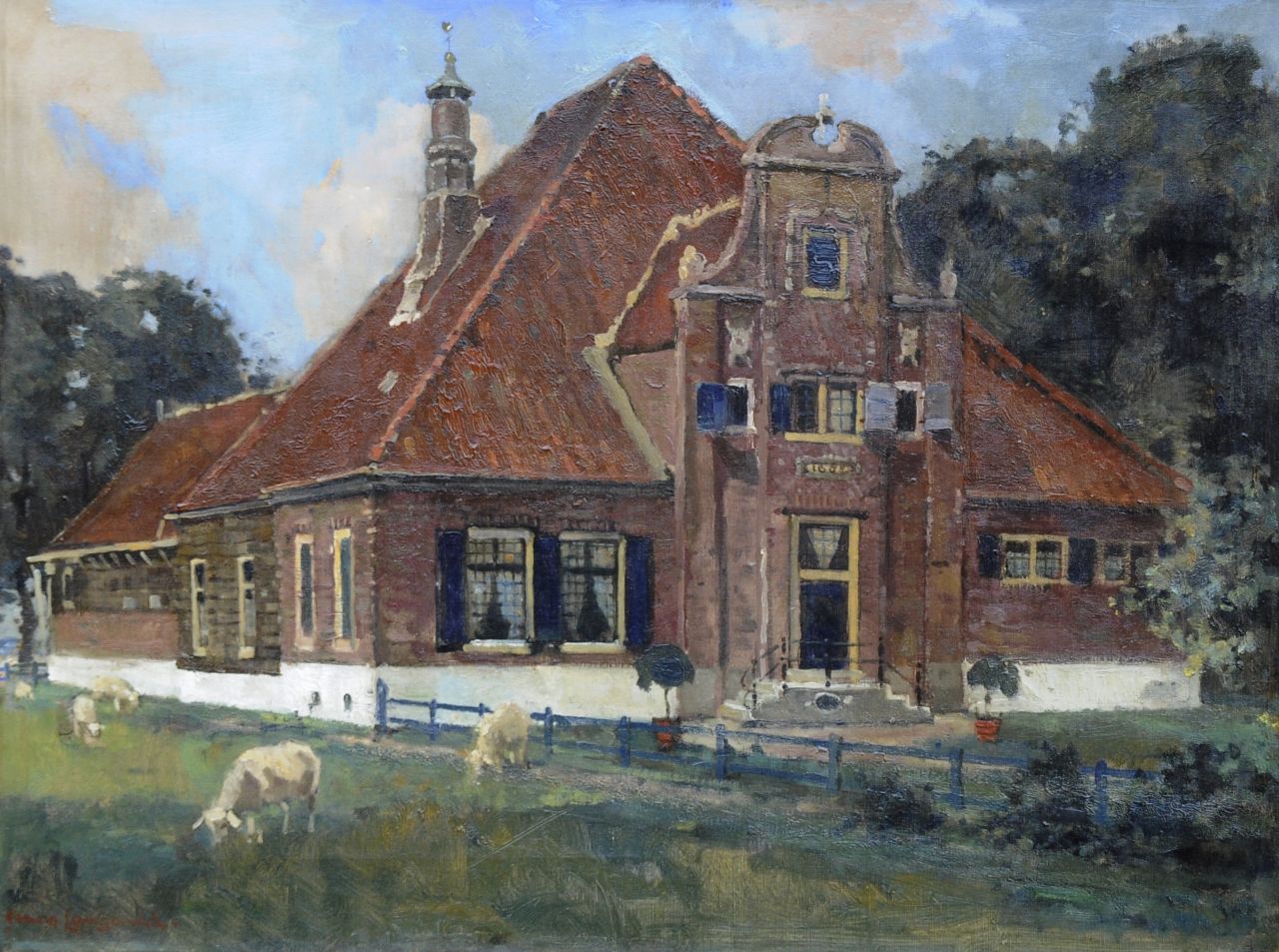 Langeveld F.A.  | Franciscus Arnoldus 'Frans' Langeveld | Paintings offered for sale | The farm 'De Eenhoorn' in Middenbeemster, oil on canvas 60.0 x 80.2 cm, signed l.l.