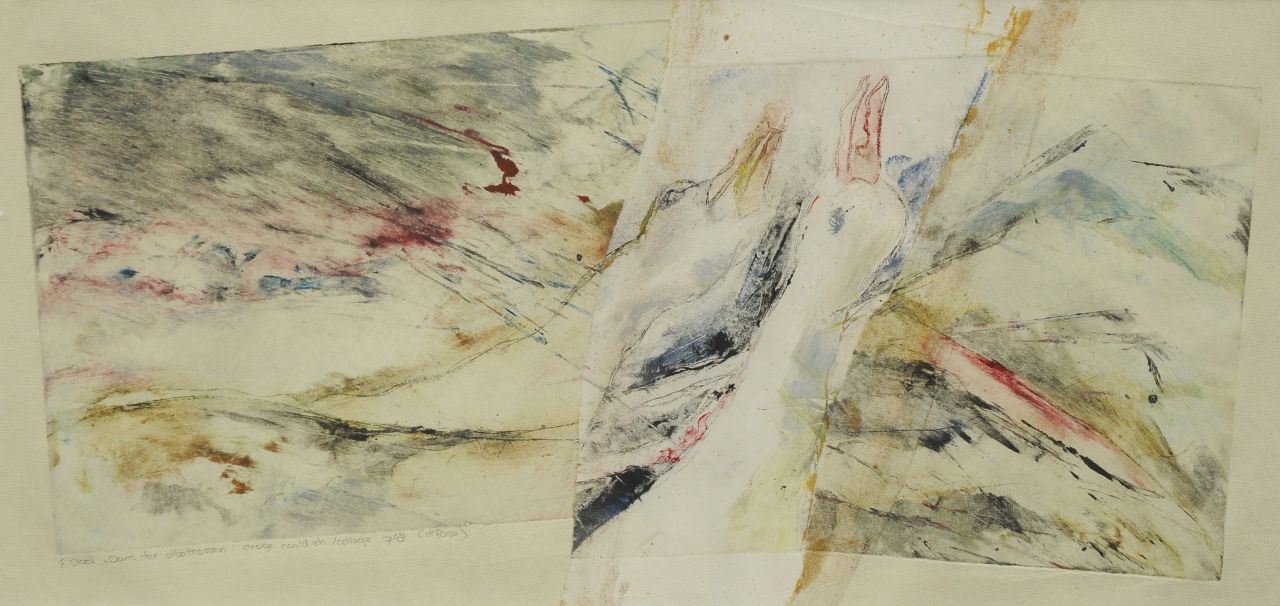 Stoel E.  | E. Stoel | Watercolours and drawings offered for sale | Dance of the birds, mixed media on paper 25.0 x 51.7 cm, signed l.l. (in pencil) and without frame