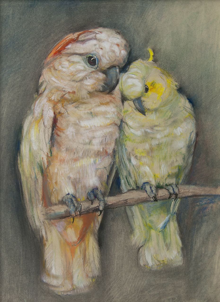Pieneman J.H.  | 'Johanna' Hendrika Pieneman, Two cockatoos, pastel on paper 47.2 x 34.9 cm, signed l.r.