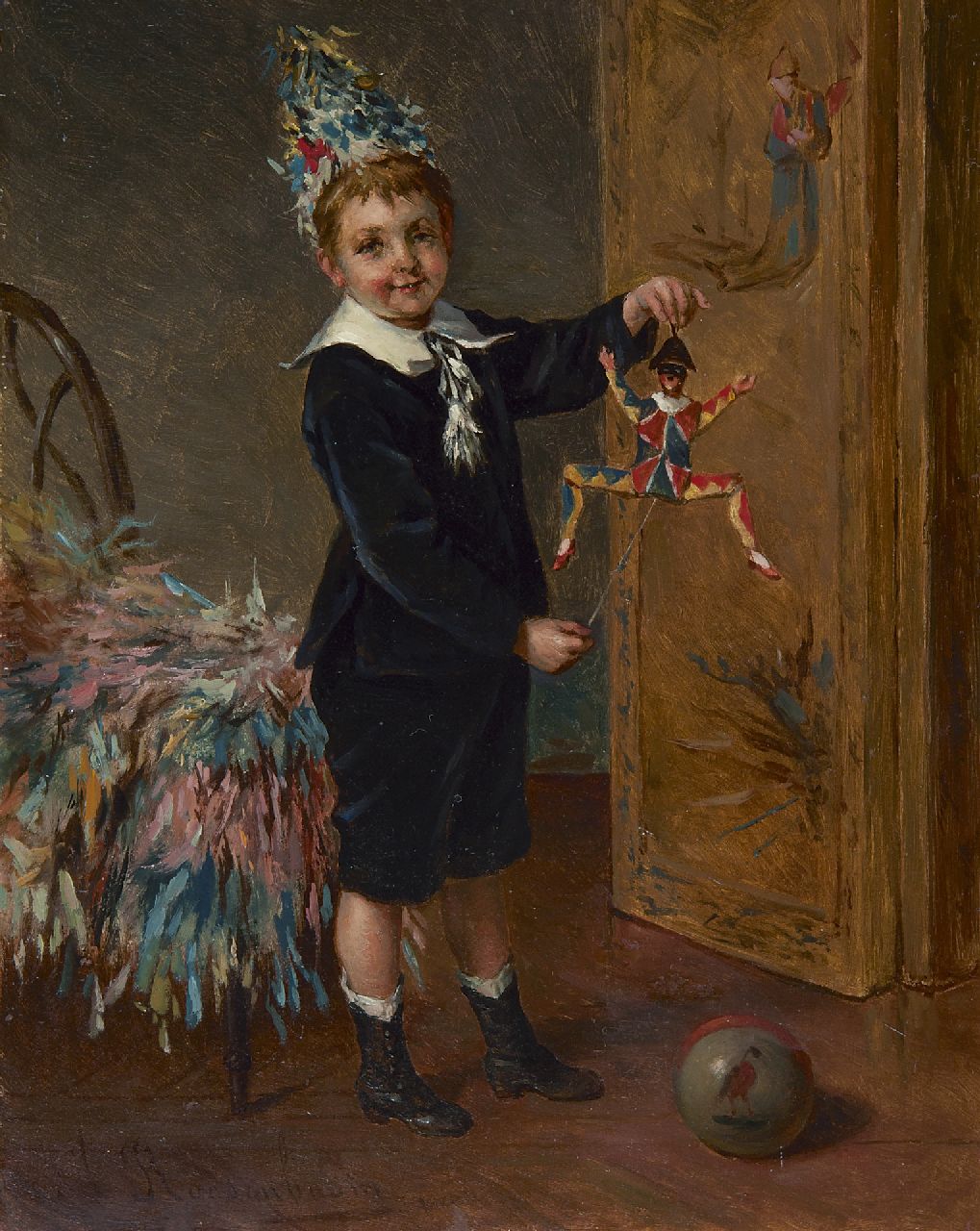 Albert Roosenboom | The young entertainer, oil on panel, 24.0 x 18.8 cm, signed l.l.