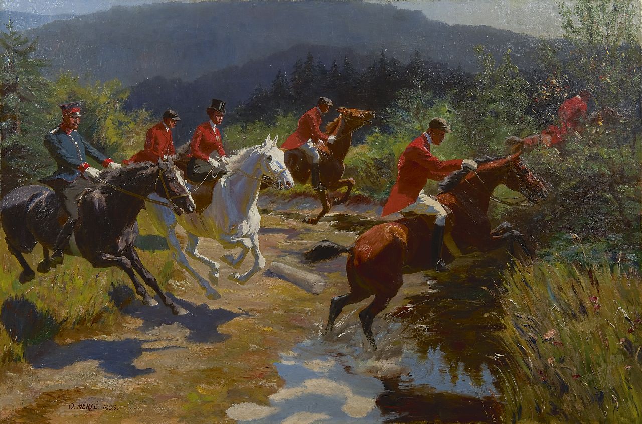 Oskar Merté | The fox hunt, oil on canvas, 54.5 x 82.0 cm, signed l.l. and dated 1905