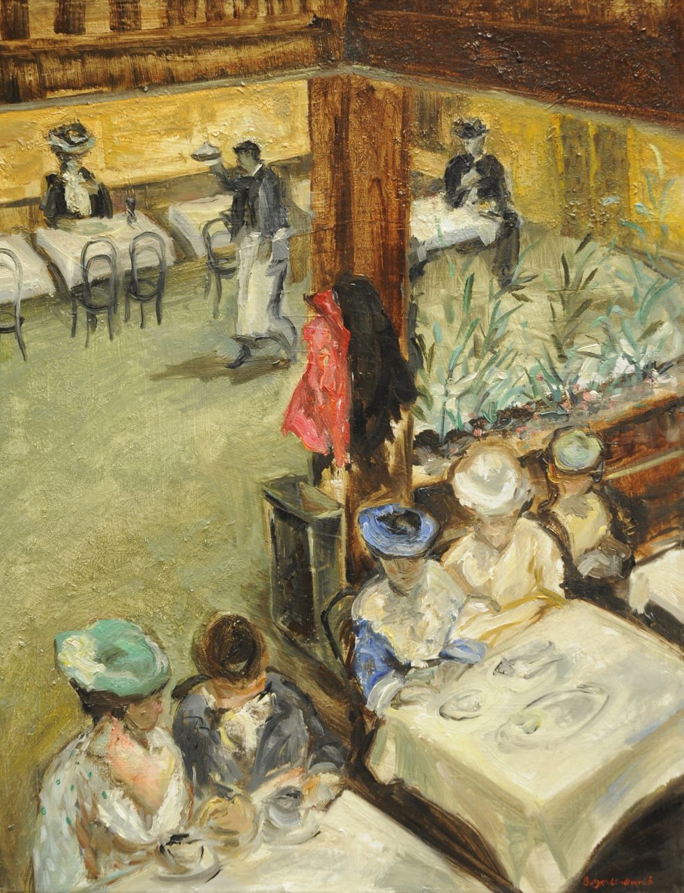 Sacha Borgen Lindhardt | Cafescene, oil on canvas, 45.5 x 35.2 cm, signed l.r. 'Borgen Lindhardt'