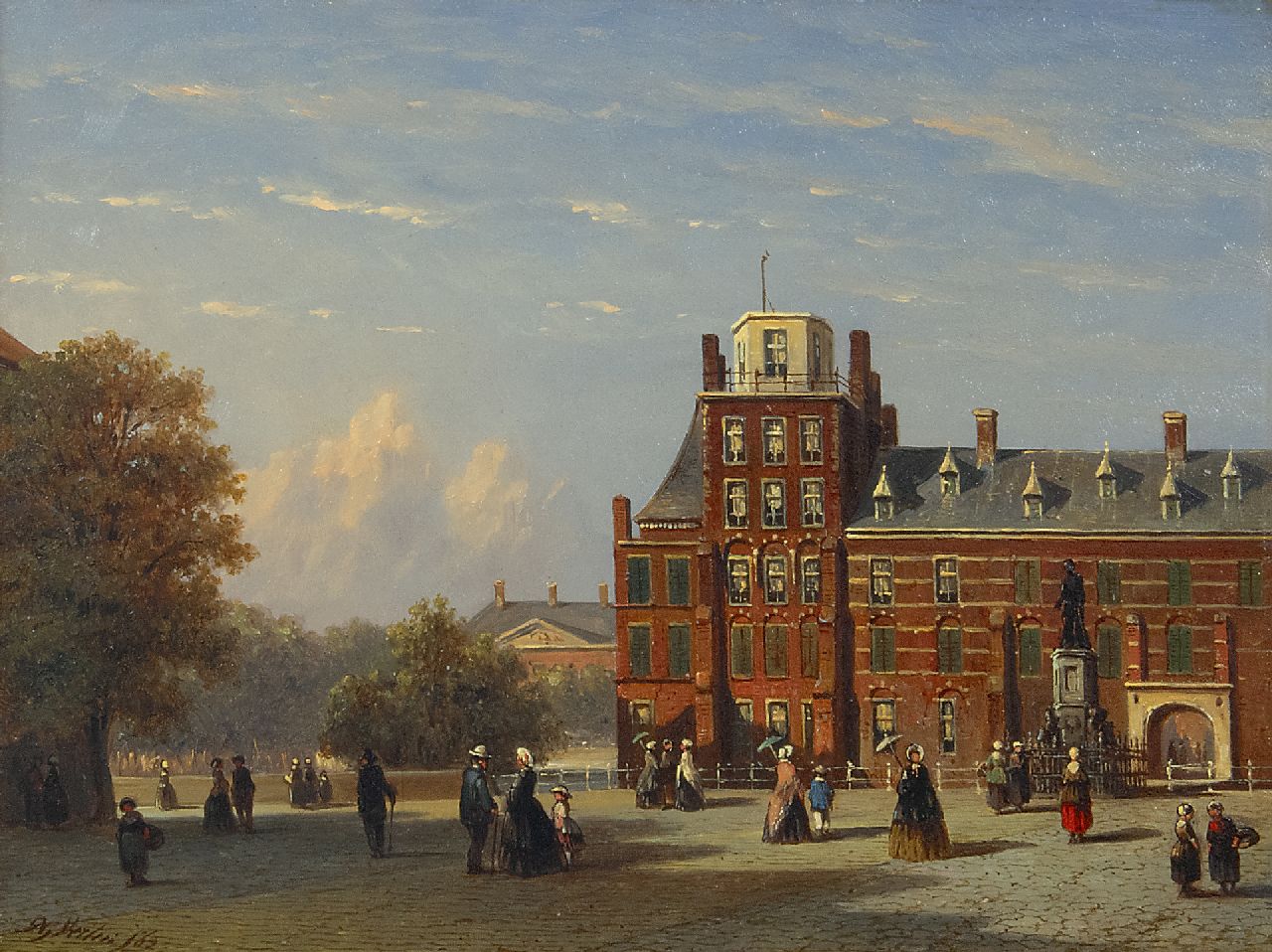 Vertin P.G.  | Petrus Gerardus Vertin | Paintings offered for sale | View of the Buitenhof in The Hague, as seen in the direction of the Stadhouderlijk Kwartier, oil on panel 18.6 x 25.2 cm, signed l.l. and dated '62