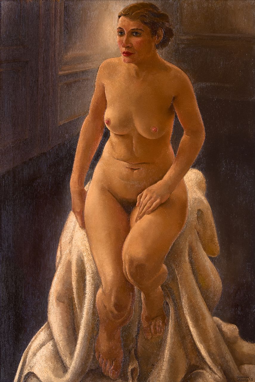 Meurs H.H.  | 'Harmen' Hermanus Meurs, Seated nude, oil on canvas 116.6 x 81.6 cm, signed l.r. and dated '33