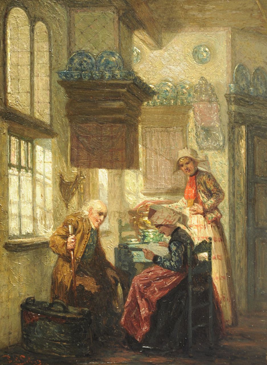 Sebes P.W.  | Pieter Willem Sebes, An interior in Hindeloopen, oil on panel 21.4 x 15.7 cm, signed l.l.