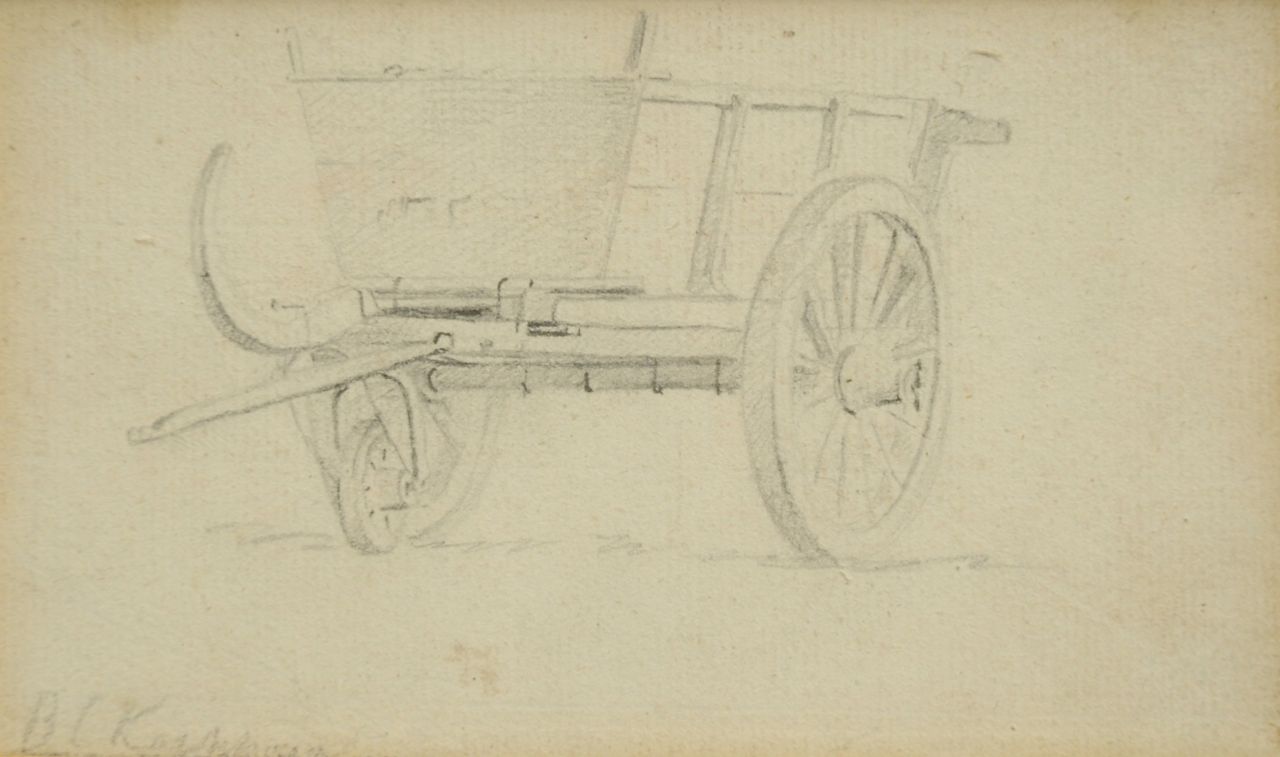 Koekkoek B.C.  | Barend Cornelis Koekkoek, Study of a barrow, chalk on paper 8.3 x 13.9 cm, signed l.l.