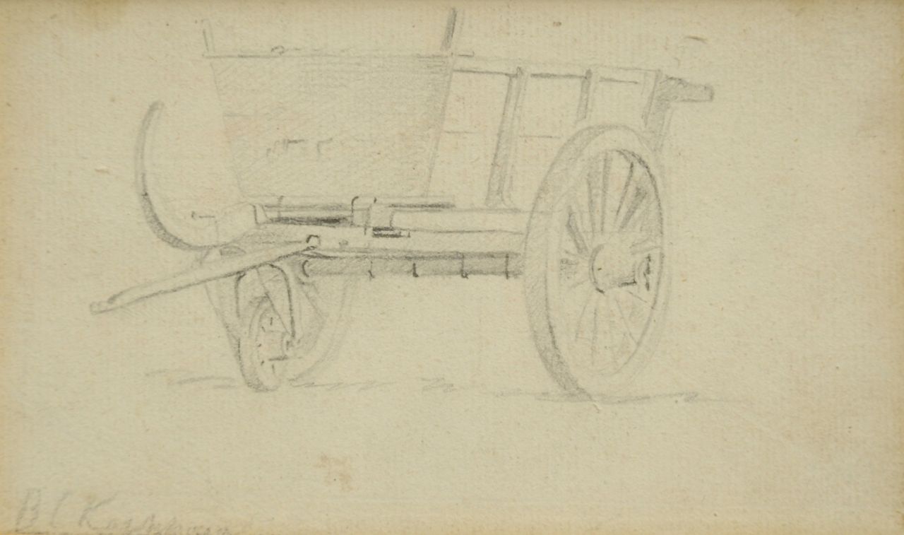 Koekkoek B.C.  | Barend Cornelis Koekkoek, Study of a barrow, chalk on paper 8.3 x 13.9 cm, signed l.l.