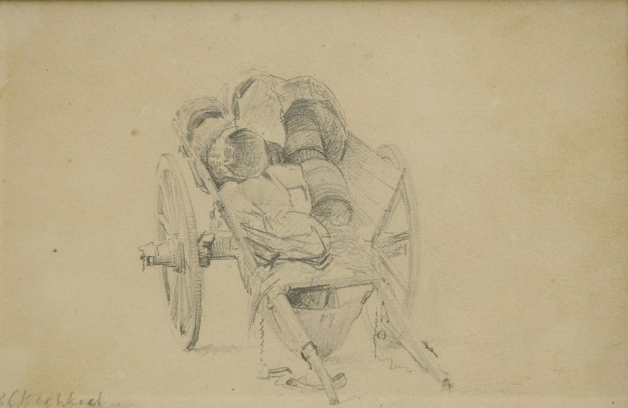 Koekkoek B.C.  | Barend Cornelis Koekkoek, Study of a barrow, chalk on paper 11.0 x 17.0 cm, signed l.l.