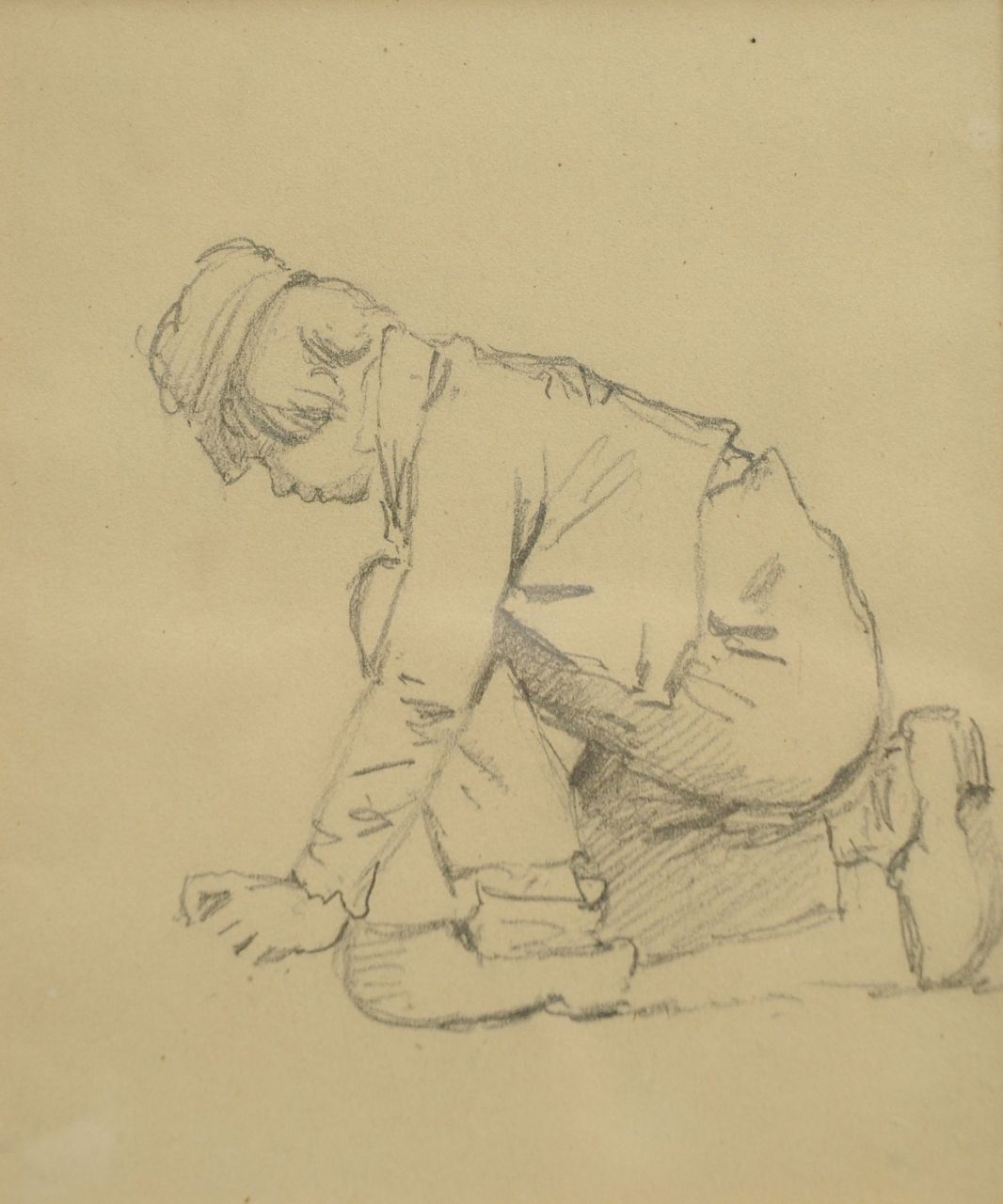 Koekkoek B.C.  | Barend Cornelis Koekkoek, Study of a country boy, chalk on paper 12.8 x 10.2 cm