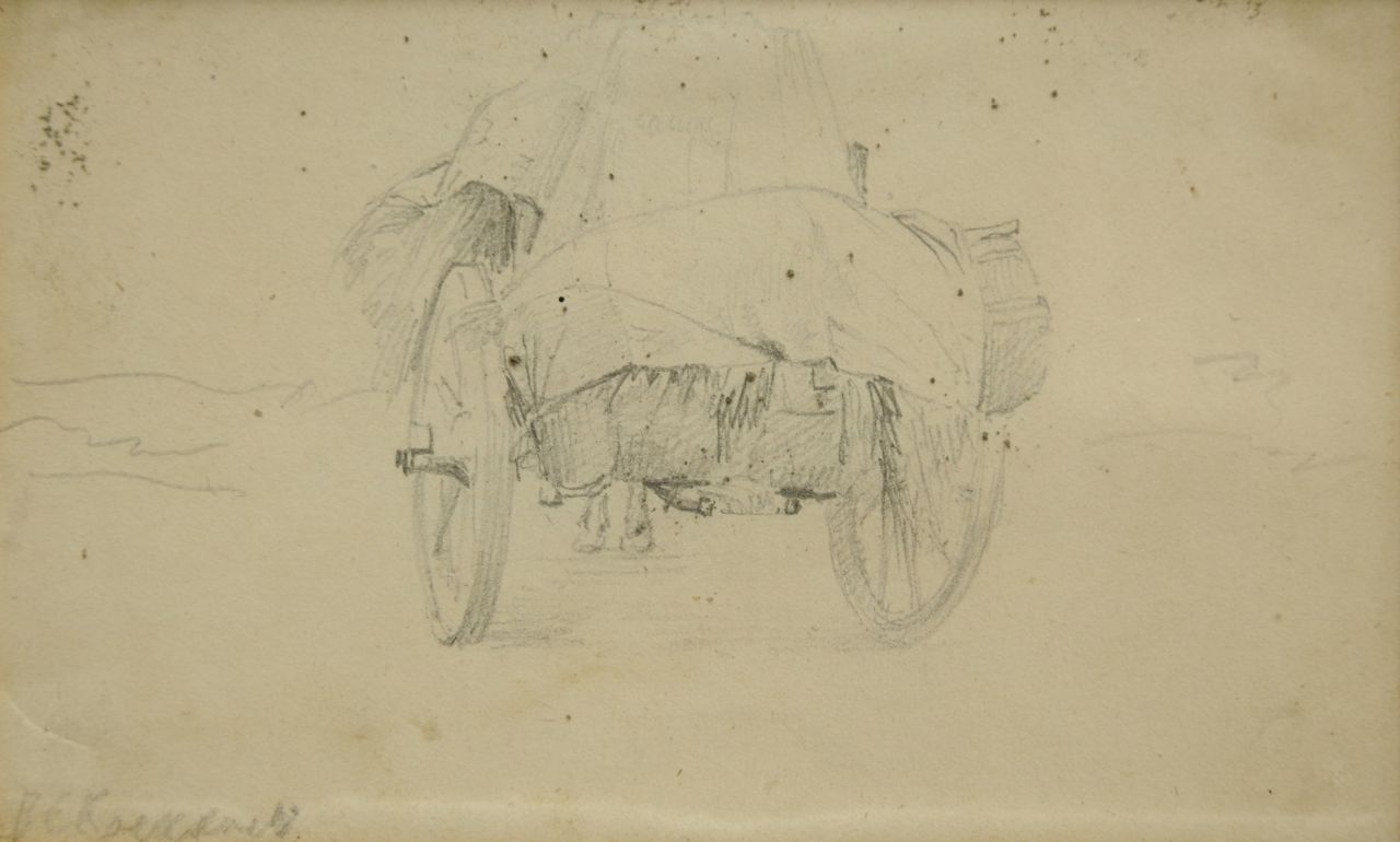 Koekkoek B.C.  | Barend Cornelis Koekkoek, Study of a haycart, pencil on paper 9.1 x 14.8 cm, signed l.l.