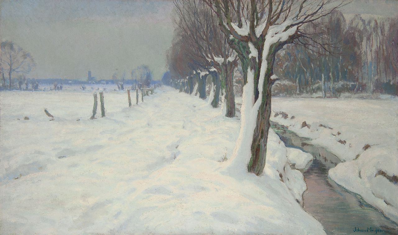 Meijer J.  | Johannes 'Johan' Meijer | Paintings offered for sale | Winter near Blaricum, oil on canvas 60.7 x 100.8 cm, signed l.r. and without frame