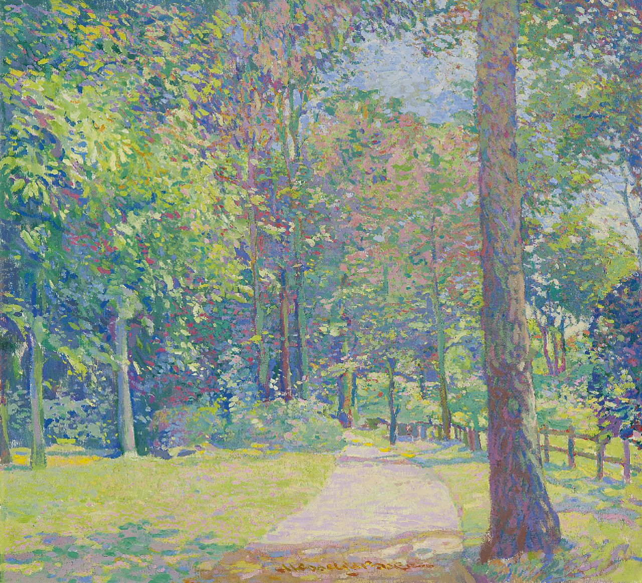 Boer H. de | Hessel de Boer, A sunny day in the park, oil on canvas 49.1 x 53.7 cm, signed l.m.