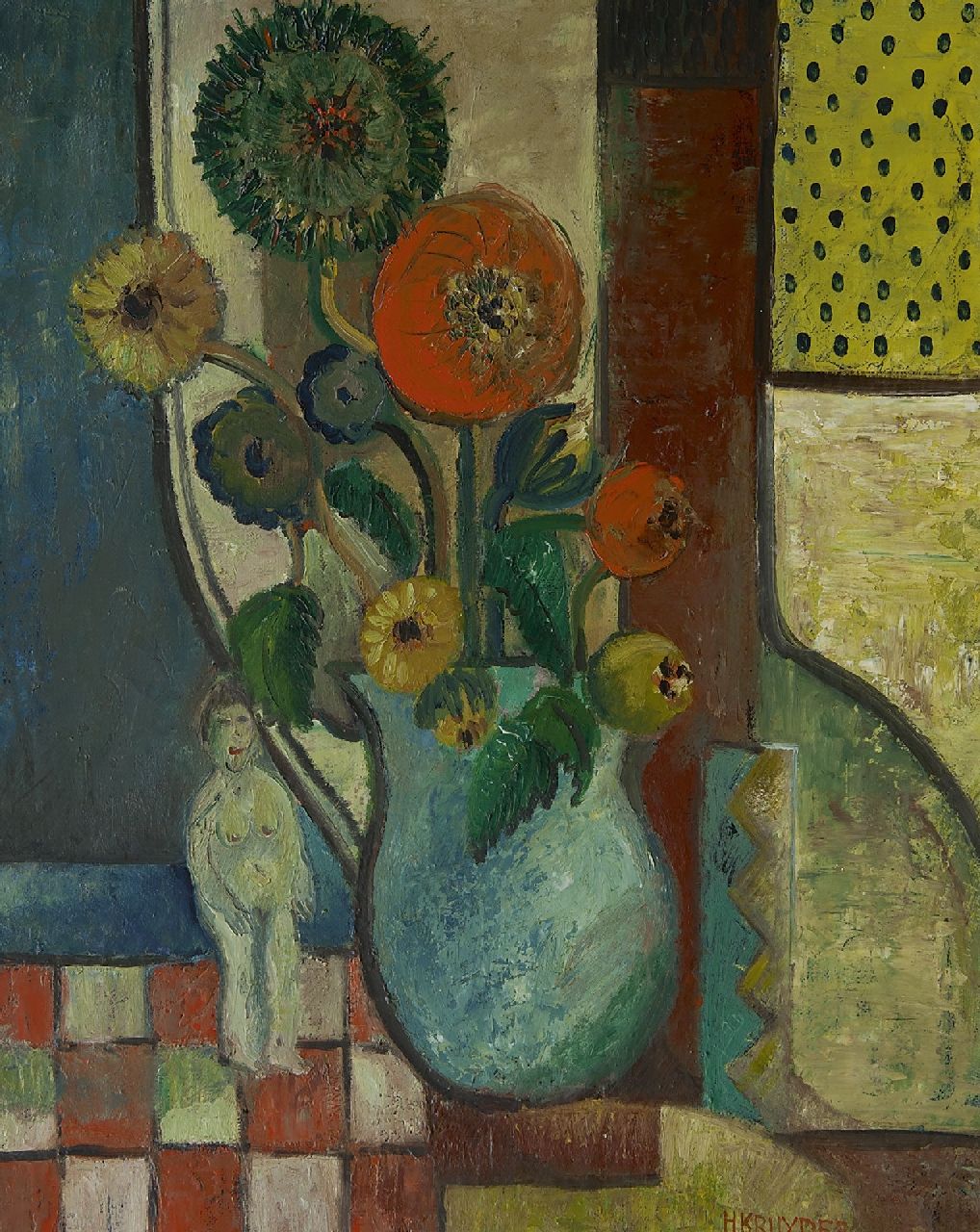 Kruyder H.J.  | 'Herman' Justus Kruyder, A still life with flowers, oil on canvas 69.0 x 54.8 cm, signed l.r. and painted ca. 1931