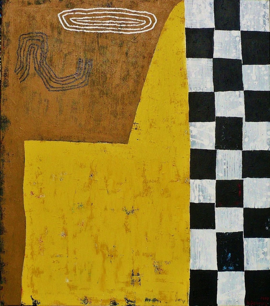 Harrie A. Gerritz | Yellow chapel, oil on canvas, 160.0 x 140.0 cm, signed l.r. and dated 1999