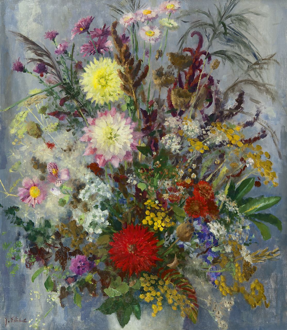 Stierhout J.A.U.  | Josephus Antonius Ubaldus 'Joop' Stierhout, A flower still life, oil on canvas 80.2 x 70.3 cm, signed l.l.